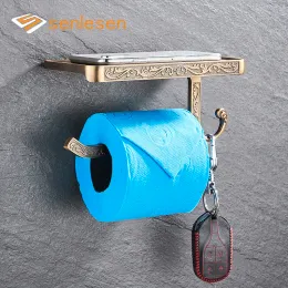 Towels Senlesen Bathroom Toilet Paper Holder Mobile Phone Holder Zinc Alloy Shelf Bathroom Towel Rack Toilet Paper Rack Tissue Box