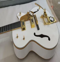Collector Choice White Falcon G6120 شبه جوفاء جاز الجاز الغيتار الذهب الذهب بريق الجسم الربط الحقيقي G المقابض الكورية Imperial1922683