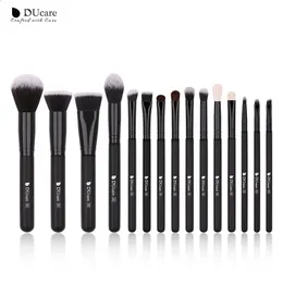 DUcare Makeup Brushes Set 15pcs Professional Powder Foundation Eyeshadow Eyeliner Eyebrow Cosmetic Tools Black Make up Brush 240403