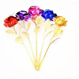 Dekorative Blumen Mode 24k Gold Folie geplattet Rose Kreative Geschenke dauern für immer für Liebhaber Hochzeit Home Dekoration LX6316