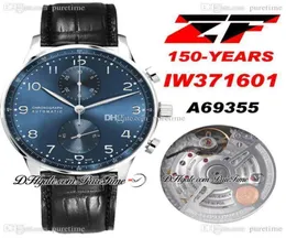 2021 ZFF Chronograph Edition Quot150 Yearsquot 371601 Edition Blaues Zifferblatt A96355 Automatische Chrono Mens Watch Black Leder 4323624