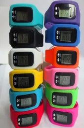 100pcslot mix 12Colors Fashion Digital LCD Pedometer Run Steg gångavstånd Kalorin Counter Watch Armband LED PEDOMETER Watch9908669