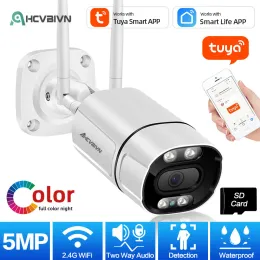 Cameras Waterproof 5MP IP Camera HD WiFi Wireless Surveillance Bullet Camara Outdoor Color Night Vision Home Security Camara 2 Way Audio