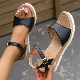 Sandals Lucyever Ankle Buckle Wedge For Women Summer 2024 Patchwork Platform Sandles Woman Thick Sole Gladiator Sandalias Mujer