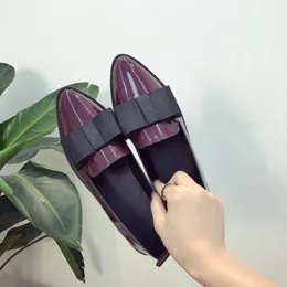 Casual Shoes Women's Loafers Bow Decor Pointed Toe Flat For Women Patent Leather