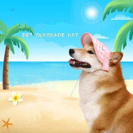 Hundkläder sommarhatt mjuk justering spänne rutig filt Sun Sunshade Washable Windproof Rem Pet Baseball Cap huvudbonader