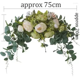 Flores decorativas rosa rosa casamento artificial peonial grinald