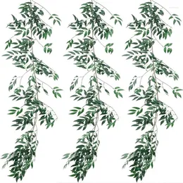 Decorative Flowers 3pcs Simulated Willow Leaf Vine Branch Artificial Plant Green Home Outdoor Wedding Party Decoration Garland