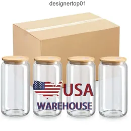 Stanleness USA CA Warehouse riutilizzabili Tumbler ecofriendly 12oz 16oz da 500 ml di birra grande cola che beve in vetro borosilicato con coperchio di bambù e paglia Wly93 RDC9