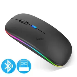 Möss Bluetooth Compatible Wireless Mouse med USB -laddning av RGB -ljus som är lämplig för bärbar dator PC MacBook Gaming 2.4 GHz 1600DPI H240407