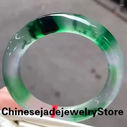 Bangle Beautiful Delicate High Floating Green Flower Scarce Natural Myanmar Grade A Jadeite Handring Jade Bracelet Jewelry