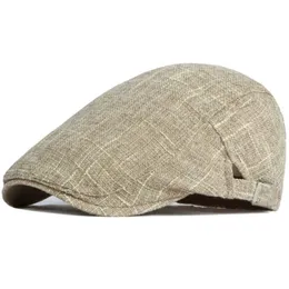 Skąpy brzegowe czapki ht4011 Beret Spring/Summer Hat 2022 Regulowane bawełniane lniane męskie męskie damskie Ivy League News Boys Flat Q240403