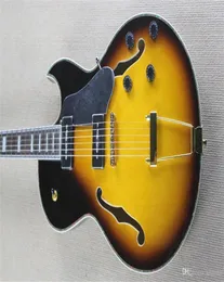 Najwyższej jakości Vintage Burst Fhole Half puste korpus P90 Pickup ES225 Jazz Electric Guitar8857724