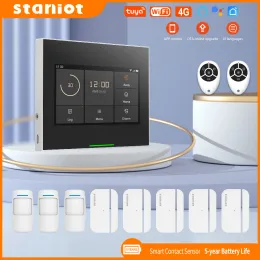 Kits Staniot Wireless WiFi 4G Smart Tuya Security Alarms for Home with 5 Years Door Window Sensor Burglar System Kits Work with Alexa