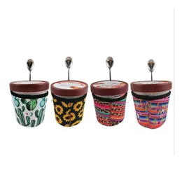 Porta di utensili da gelato Porta in neoprene tazza di refrigeratore borse per leopardo tintura manica caffè con portasuon