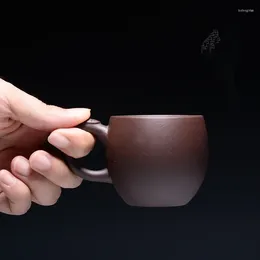 Tazze di piattini tazza di tè con manico vera yixing zisha maestro segnato minerale originale autentico grana viola grit cinese kungfu teacups 80ml