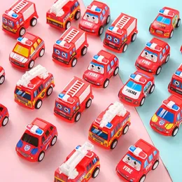 Party Favor 10st Cartoon Fire Truck Pull Back Car Toys For Kids Birthday Classroom Priser Carnival Gift Goodie Filler Stuffers