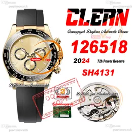 126518 SH4131 Cronógrafo automático Mens relógio limpo CF CERAMIC DOLO DE OURO AMARELO DE GOLD 904L Aço preto Oysterflex Rubber Super Edição 2024 Puretime Ptrx F2