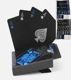 Wassersicher rein schwarze PVC Poker Pure Black Cards Blue Silver Font Magic Spielkarten 63 mm 88 mm 140g7604473