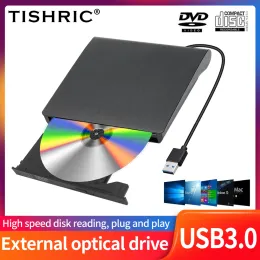 يقود Tishric CD DVD قارئ USB2.0/3.0/Typec محرك الأقراص الخارجي CDROM DVDROM OPTICAL فقط قراءة لجهاز الكمبيوتر المكتبي المحمول فقط