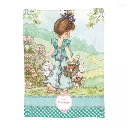 Filtar Sarah Kay Picnic Cartoon Filt Accessories Tryckt Flower Girl Mysigt Super Soft Throw för soffa Plush Thin Quilt