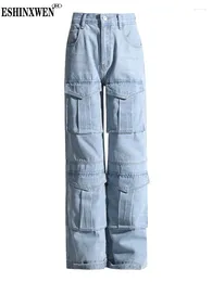 Women's Jeans Eshin High Waist Wide Leg Denim Patchwork Six Pockets Pants For Women 2024 Autumn Fashion Female Y2k Elegant TH5672