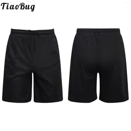 Fitnesskleidung Tiaobug Schwarze Herren Stilvolle Sportshorts Draw String Elastic Bund Trunks für Fußball -Basketball -Sporttraining