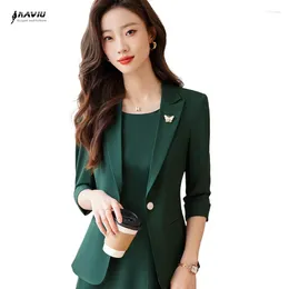 Kvinnors kostymer Naviu Office Ladies Blazer for Women Spring Summer 2024 Solid Single Button Slim Formal Jacket Coat Green Black Khaki Blue