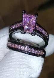 choucong princesa rosa pedra 5a zircão de zircão 10kt preto preto preenchimento de alcance de casamento ringue sz 5-11 presente6700837