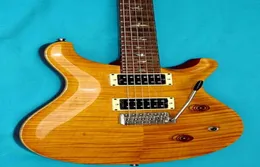 Nowy przylot prywatny stado Paul Smith żółty płomień klonowy gitara elektryczna biała mahoniowa body ptaki InLay Tremolo Bridge WHA2068554