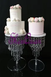 Wedding Hanging Crystal Leaf Beads Cake Stand For 2 Size Wedding DecorationAcrylic Crystal Chandelier Cake Standcake centerpiece8704546