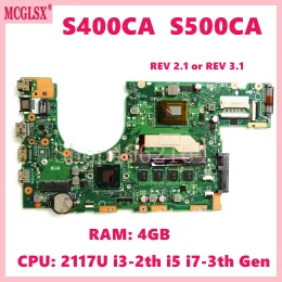 Motherboard S400CA Rev: 2.1/Rev: 3.1 com 847U i32th i53th GEN CPU 4GB RAM PrainBoard para ASUS S500C S400C S500CA S400CA Laptop Placa -mãe