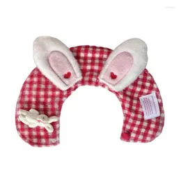 Dog Apparel W3JA Lovely Ears Decor Pet Cloak Lattice Pattern Festival Saliva Towel Puppy Kitten Collars Adjustable Scarf