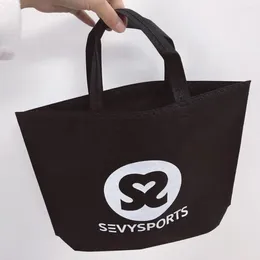 Gift Wrap 500pcs/Lot Wholesale Custom Logo Reusable Supermarket Grocery Promotion Shopping Non Woven Fabric Tote Cloth Bag