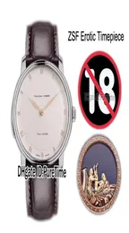 ZSF Le Brassus Currousel Erotic Timepieceオートマチックメンズウォッチホワイトダイヤルローズゴールドロマンマーカーブラウンレザーピュライメイメシ