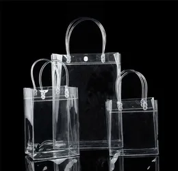 PVC Plastikowe torby na prezenty z uchwytami plastikowe torby opakowania wina przezroczyste torebkę imprezę Favors Bag Fashion PP Torby z guzikiem LX22714372929