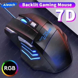 Mice eSports Gaming Maus 3200 DPI 7-Tey Gaming Maus RGB Hintergrundbeleuchtung Ergonomic Gaming Maus PC Laptop Accessoires Maus Y240407