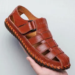 Casual skor yomior vintage sommar äkta läder män lyxiga andningsbara loafers strand sandaler designer lägenheter körning