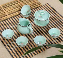 Cups Saucers Theepot 9 Thee Set Ceramic Tea Pattern Cup Bone China GaiWan Sea Porcelain Filter