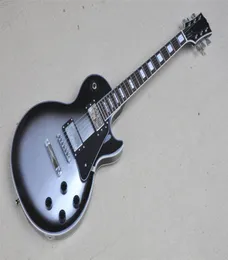 Black Ring Silver Powder Electric Guitar Mahogany Body Cream Bundna Rosewood Fingerboard 22 FRETS Fixed Bridge Chrome Knob9574337