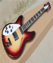Заводская индивидуальная левша Semihollow Cherry Sunburst Электро -гитара с 6 Stringswhite Pickguardcan будет настроен1567013