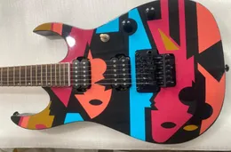 Rare JPM100 P1 Dream Theater John Petrucci Pink Red Blue Electric Guitar Floyd Rose Tremolo Bridge Whammy bar Locking Nut Black1573902