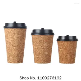 Disposable Cups Straws 50pcs High Quality Paper Cup Creative Cork Party Birthday Favor Beverage Coffee Milk Tea Cold Drink With Lid