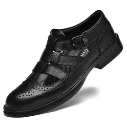 Мужчины подлинные кожаные туфли высококачественные сандалии коровья полость повседневное дышащее деловое деловое формальное 240403