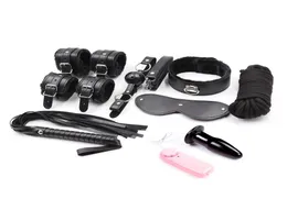 Leder Bondage Kitpack vibrieren Analstecker Halsband Kochbrich Manschetten Zurückhaltung Fetisch Sexspielzeug für Frauen Anfänger Starter BDSM Sex Pro6918362