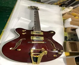 Intero SemiHollow Custom Semihollow Jazz Electric Guitar F Hole Gold Hardware Wine Custom Brown 1431027