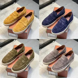 Casual skor 2024 män äkta läder loafers handgjorda klassiska stil lägenheter kashmir tyg unisex brittiska gamla pengar