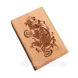 COOL More Patterns Natural Wood Cigarette Cases Dry Herb Tobacco Holder Stash Case Storage Box Portable Magnet Sliding Cover Smoking Wooden Container