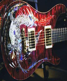Dragon 2000 30 Red Flame Maple Top Electric Guitar No Freetboard InlayDouble Locking Tremolo Wood Body Binding5537910