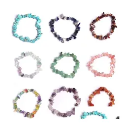 Beaded Natural Healing Crystal Strands Bracelet Sodalite Chip Gemstone 18Cm Stretch Stone Jewelry For Women Girls Bracelets Drop Deli Dhkaw